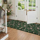 Lahome Washable Vintage Botanical Floral Green Runner Rug for hallway