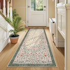 Savarin Washable Vintage Floral Ivory/Green Rug Runner Rugs Lahome