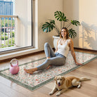 Savarin Washable Vintage Floral Ivory/Green Rug Runner Rugs Lahome