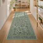 Solace Washable Boho French Elegant Floral Green Rug Rugs Lahome 2' x 6'