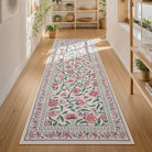 Solace Washable Boho French Elegant Floral Pink Rug Rugs Lahome 2' x 6'