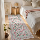 Solace Washable Boho French Elegant Floral Pink Rug Rugs Lahome