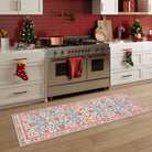 Stacy Washable Floral Vintage Botanical Dark-Pink Rug Area Rugs Lahome