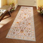 Stacy Washable Floral Vintage Botanical Ocher Rug Area Rugs Lahome 2' x 6'