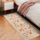 Stacy Washable Floral Vintage Botanical Ocher Rug Area Rugs Lahome