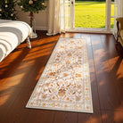 Stacy Washable Floral Vintage Botanical Ocher Rug Area Rugs Lahome