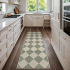 Varell Washable Modern Geometric Checkered Green Rug Rugs Lahome