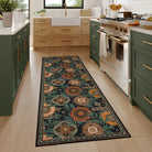 Amelie Washable Vintage Sunflower Floral Black Runner Rug Area Rugs Lahome 2' x 6'