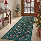 Ondule Christmas Washable Wreath Tree Plaid Ivory Green Rug Area Rugs Lahome