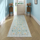 Sylvie Washable Boho Modern Parisian Garden Floral Blue Rug Area Rugs Lahome