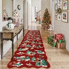 Gabriel Christmas Washable Cottage Lights Forest Animals Red Rug Area Rugs Lahome 2' x 8'