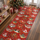 Laure Christmas Washable Garland Santa Sleigh Red Rug Area Rugs Lahome