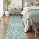 Meline Washable Classic Moroccan Trellis Sage Green Rug Area Rugs Lahome 2' x 10'