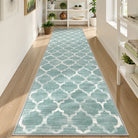 Meline Washable Classic Moroccan Trellis Sage Green Rug Area Rugs Lahome 2' x 7'