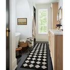 Zelie Washable Modern Geometric Diamond Checkered Black Runner Rug Area Rugs Lahome