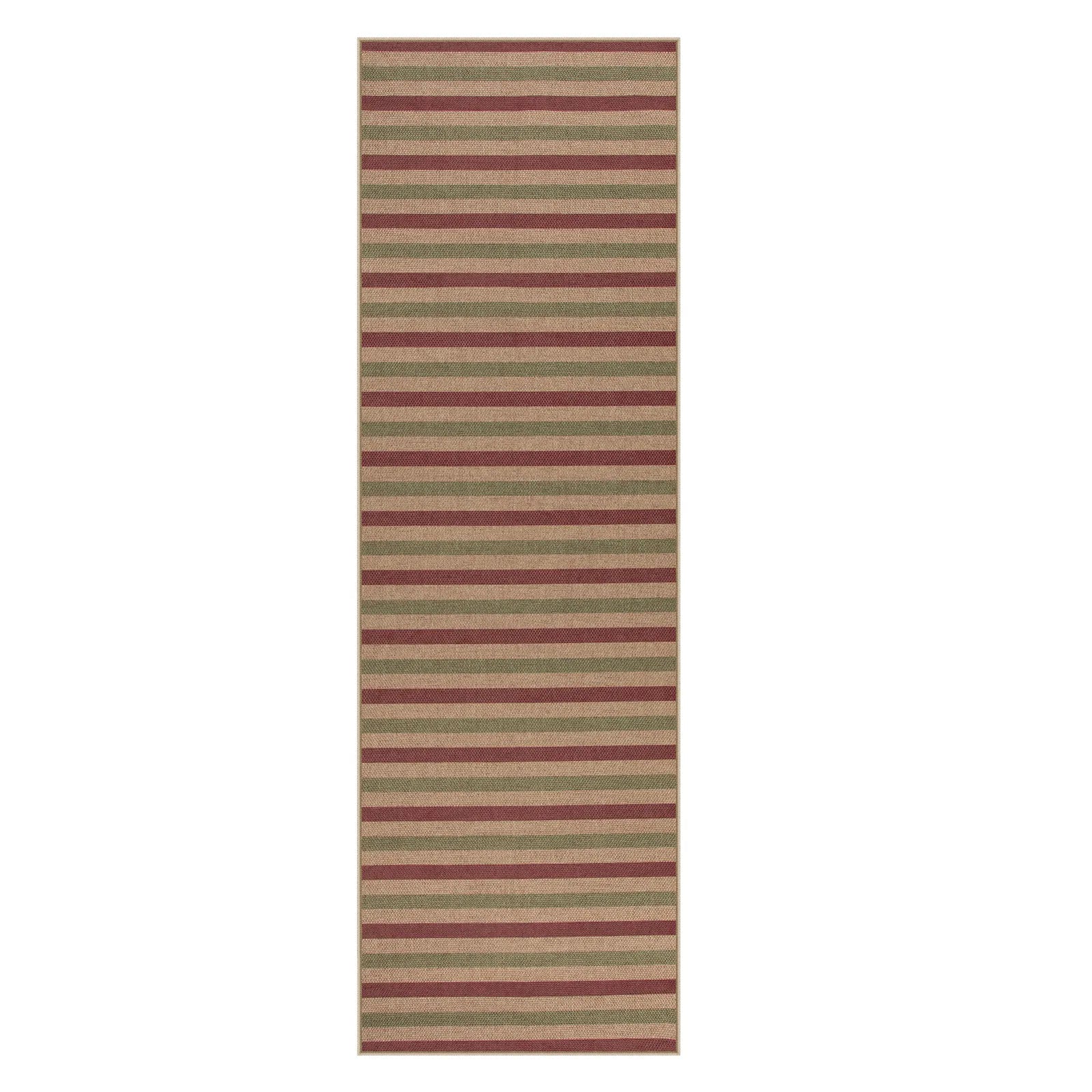 Elance Christmas Washable Easy Jute Slim Striped Red&Green Rug Easy Jute Rug Lahome