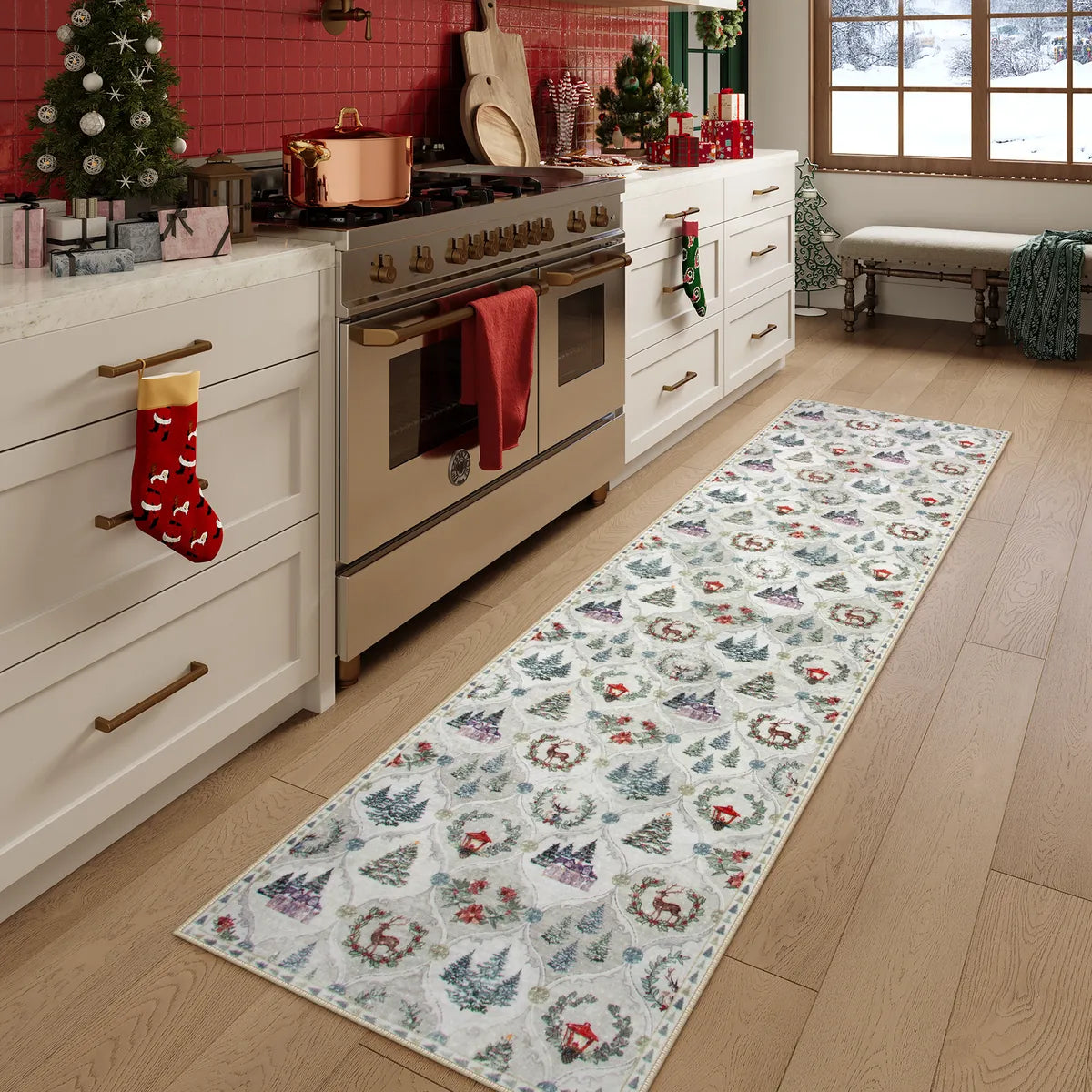 Christmas Washable World Moroccan Beige Rug Area Rugs Lahome 2' x 8'