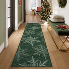 Christmas Washable Crystal Snowflake Green Rug Area Rugs Lahome 2' x 8'