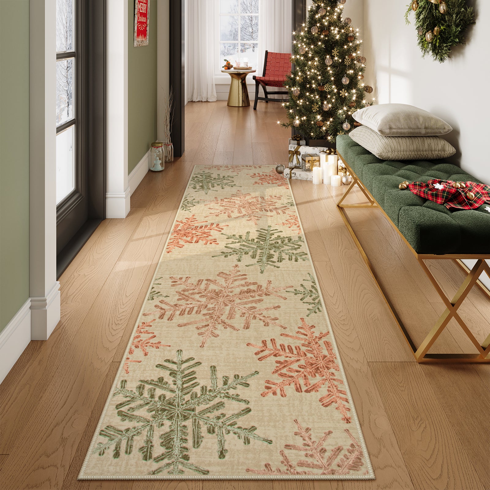 Christmas Washable Crystal Snowflake Colorful Rug Area Rugs Lahome