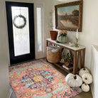Reine Washable Bohemian Floral Medallion Fuchsia Rug Area Rugs Lahome 3' x 5'