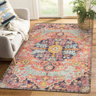 Reine Washable Bohemian Floral Medallion Fuchsia Rug Area Rugs Lahome