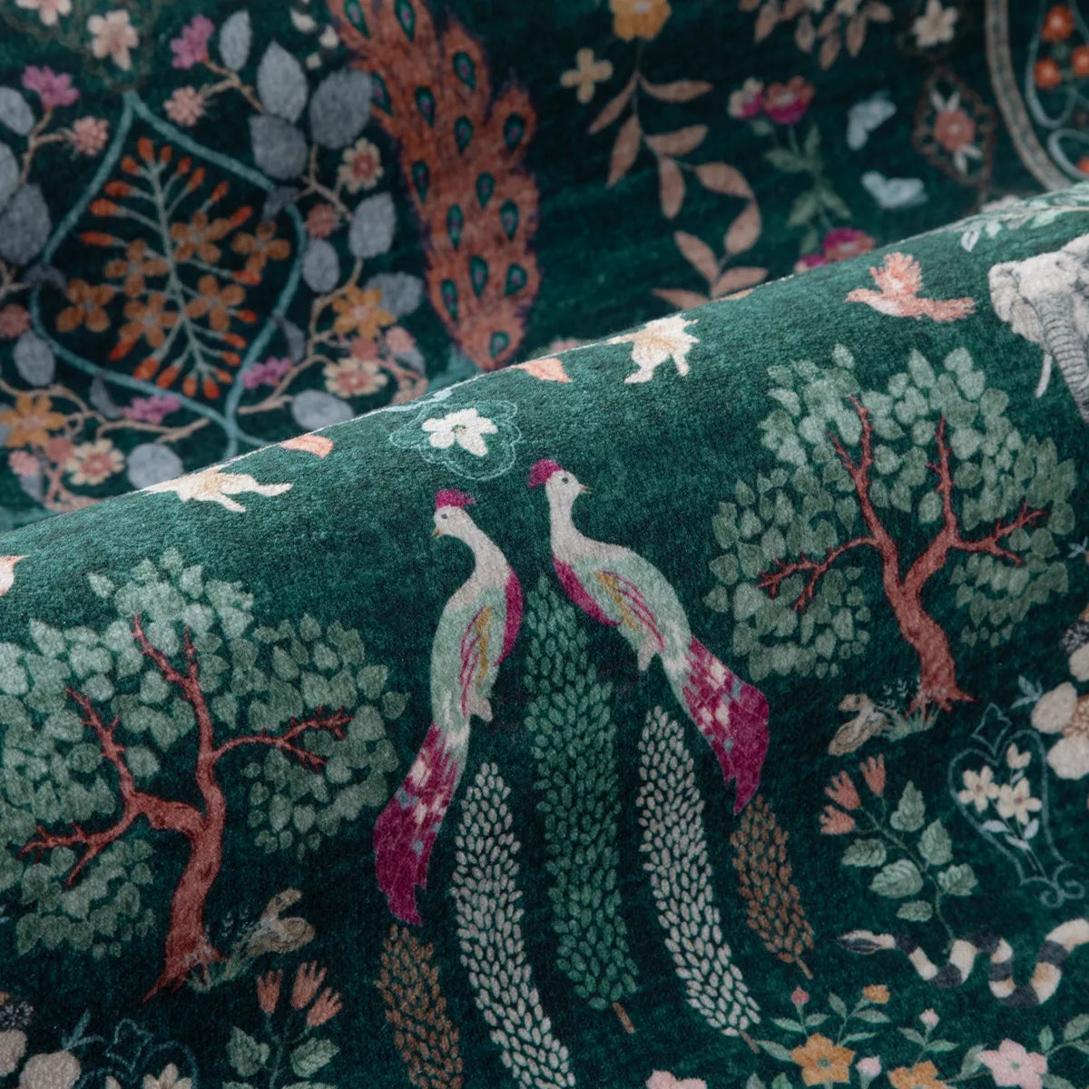 Avine Washable Bohemian Botanical Animals Green Rug Rugs Lahome