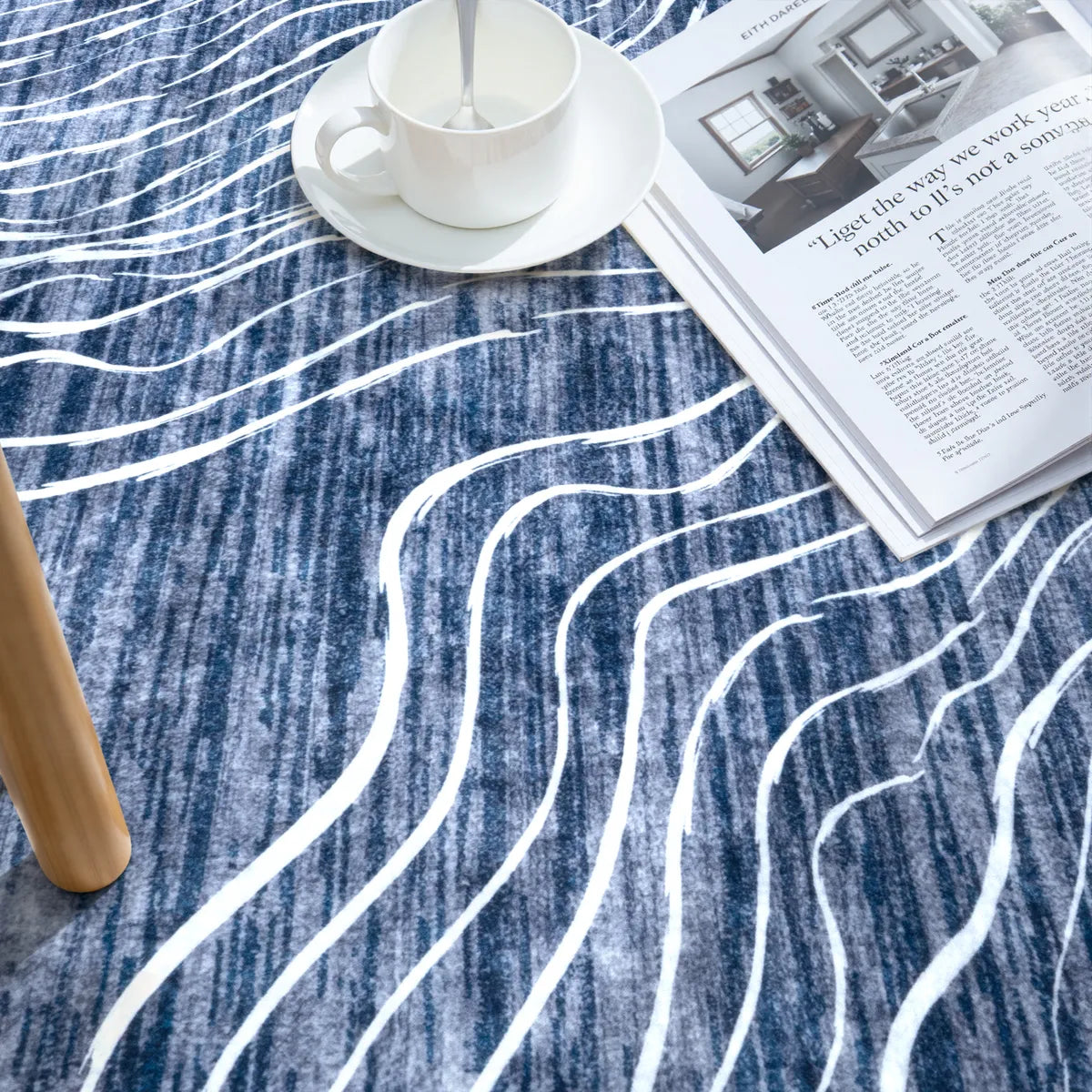 Ondel Washable Abstract Terrain Blue Rug Area Rugs Lahome
