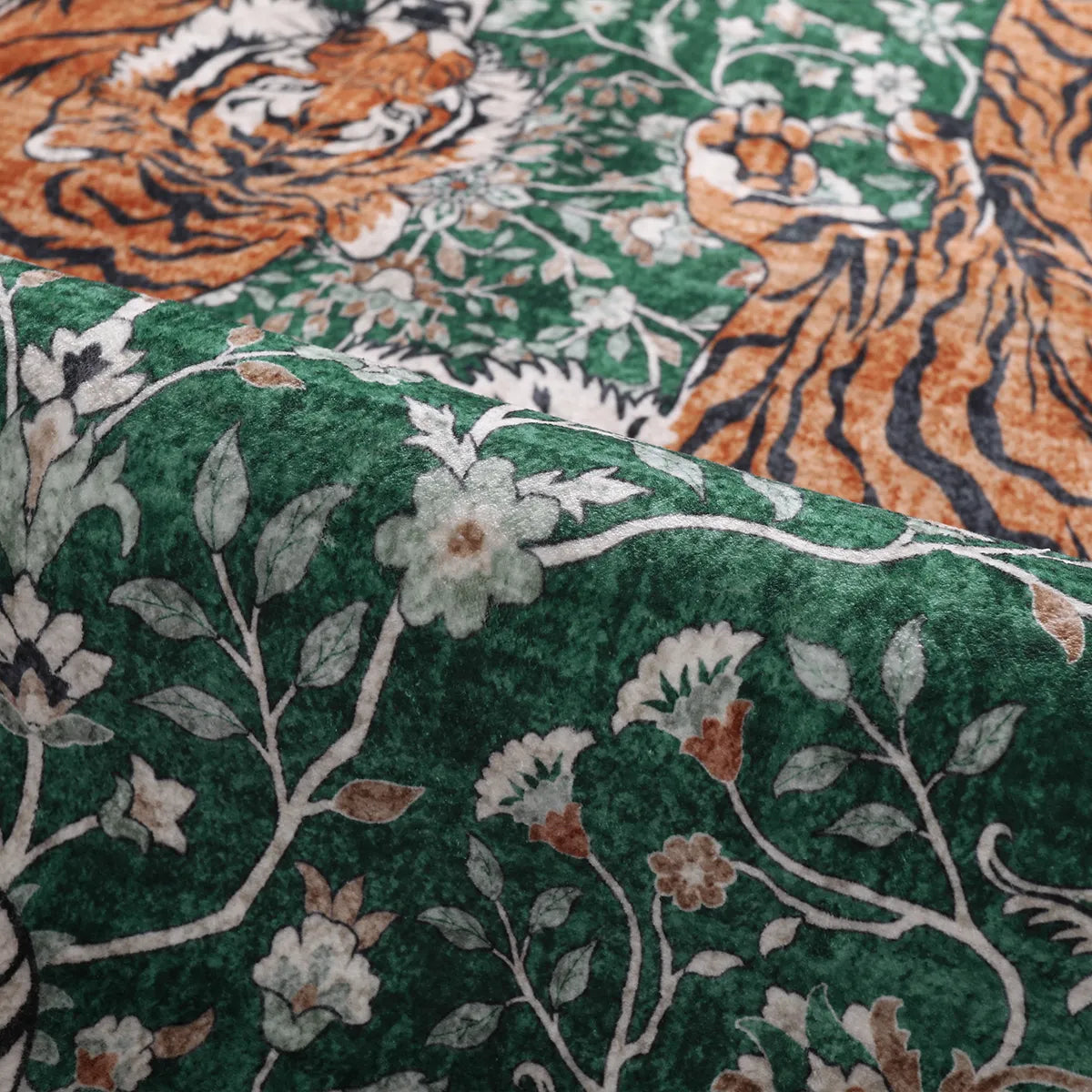 Rava Washable Wild Tiger Green Rug Area Rugs Lahome