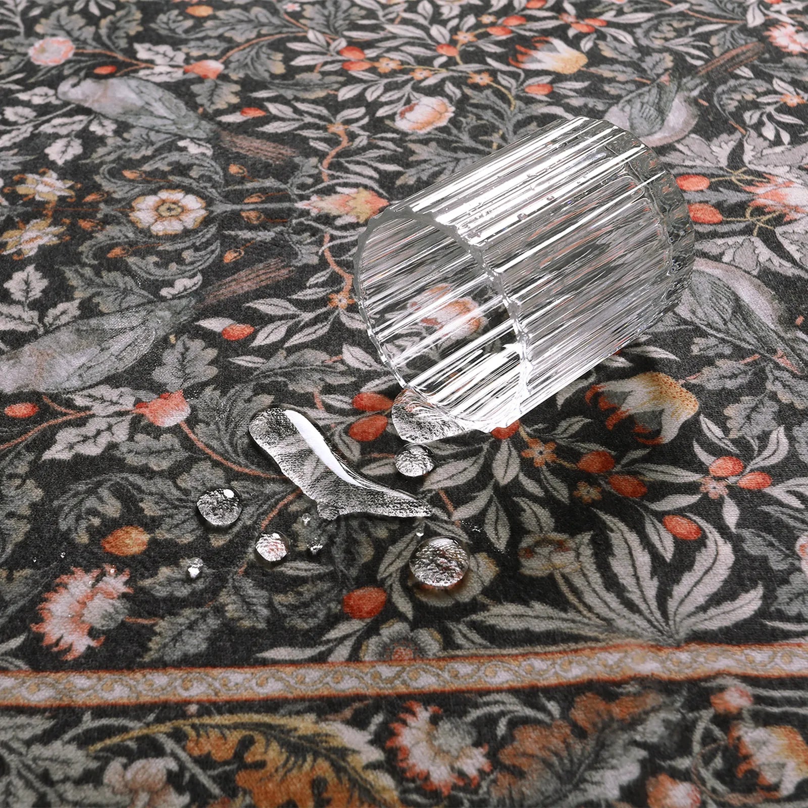 Marcel Washable Vintage Floral Bird Taupe Rug Area Rugs Lahome