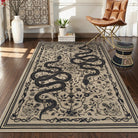 Serpente Washable Mystical Snake Brown Rug Area Rugs Lahome 3' x 5'