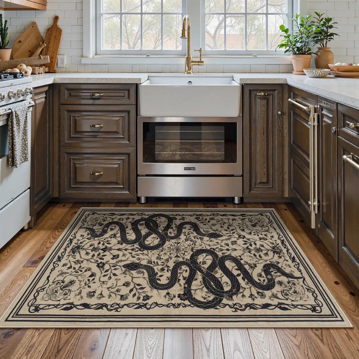 Serpente Washable Mystical Snake Brown Rug Area Rugs Lahome