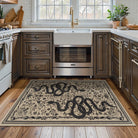 Serpente Washable Mystical Snake Brown Rug Area Rugs Lahome
