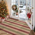 Elance Christmas Washable Easy Jute Wide Striped Red&Green Rug Easy Jute Rug Lahome 3' x 5'
