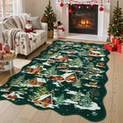 Gabriel Christmas Washable Cottage Lights Forest Animals Green Rug Area Rugs Lahome 3' x 5'