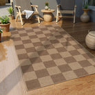 Colette Washable Checkered Easy Jute Khaki Indoor/Outdoor Rug Easy Jute Area Rug Lahome 3' x 5'
