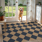 Coline Washable Geometric Checkered Easy Jute Blue Indoor/Outdoor Rug Easy Jute Area Rug Lahome