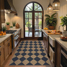 Coline Washable Geometric Checkered Easy Jute Blue Indoor/Outdoor Rug Easy Jute Area Rug Lahome
