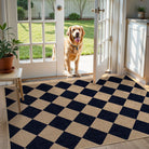 Coline Washable Geometric Checkered Easy Jute Dark Brown Indoor/Outdoor Rug Easy Jute Area Rug Lahome 3' x 5'
