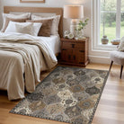 Elise Washable Ultra-thin Transitional Vintage Floral Moroccan Trellis Grey Rug Area Rugs Lahome