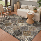 Elise Washable Ultra-thin Transitional Vintage Floral Moroccan Trellis Grey Rug Area Rugs Lahome