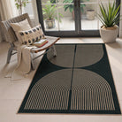 Enfys Washable Modern Rainbow Easy Jute Black/Grey Indoor/Outdoor Rug Clearance Rugs Lahome