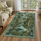 Foret Washable Vintage Forest Woodland Green Rug Area Rugs Lahome 3' x 5'