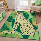 Leon Washable Graphic Cheetah Green kids Rug Area Rugs Lahome 3' x 5'