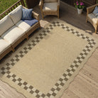Linoe Washable Checkered Wavy Oatmeal Easy Jute Rug Rugs Lahome