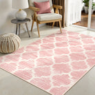 Meline Washable Classic Moroccan Trellis Baby Pink Rug Clearance Rugs Lahome