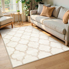 Meline Washable Classic Moroccan Trellis Beige & Taupe Rug Area Rugs Lahome