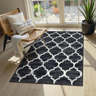 Meline Washable Classic Moroccan Trellis Black Rug Area Rugs Lahome 4' x 6'
