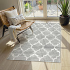 Meline Washable Classic Moroccan Trellis Light Grey Rug Area Rugs Lahome 3' x 5'