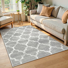 Meline Washable Classic Moroccan Trellis Light Grey Rug Area Rugs Lahome