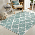 Meline Washable Classic Moroccan Trellis Sage Green Rug Area Rugs Lahome 3' x 5'